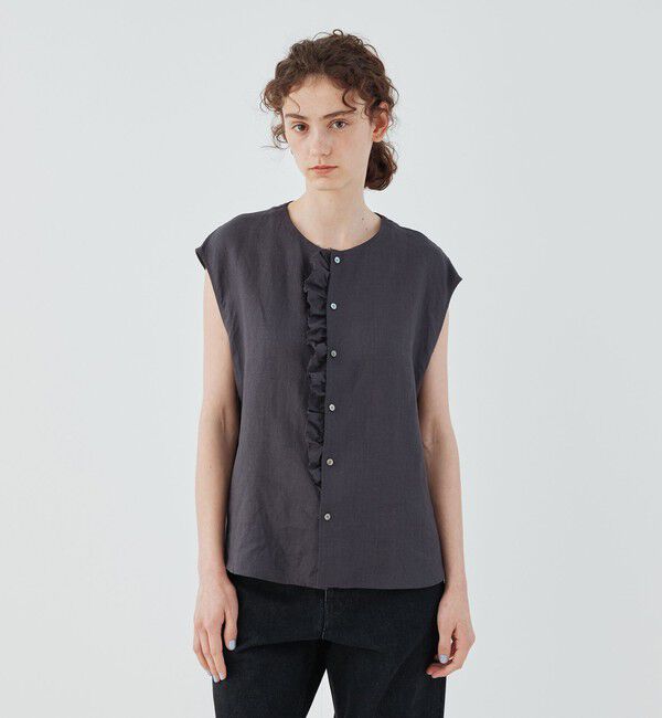 GALERIE VIE「リネンポプリン カットオフフリルブラウス」|シャツ・ブラウス|