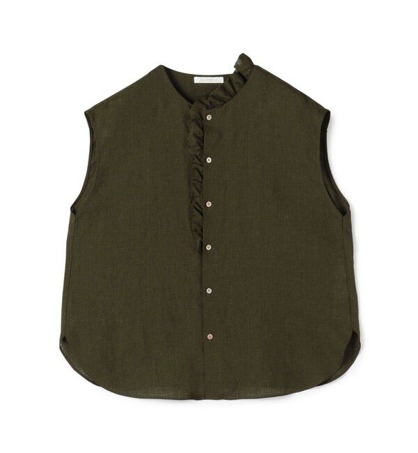 GALERIE VIE「リネンポプリン カットオフフリルブラウス」|シャツ・ブラウス|57 カーキ