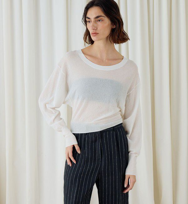 DES PRES「コットンストレッチエアリーニット ラウンドネックプルオーバー」|ニット・セーター|