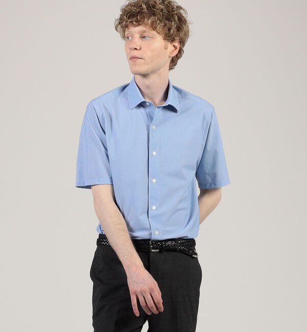 TOMORROWLAND MENS「ナイロンポリウレタン ワイドスプレッドカラー ハーフスリーブシャツ CANCLINI」|シャツ・ブラウス|