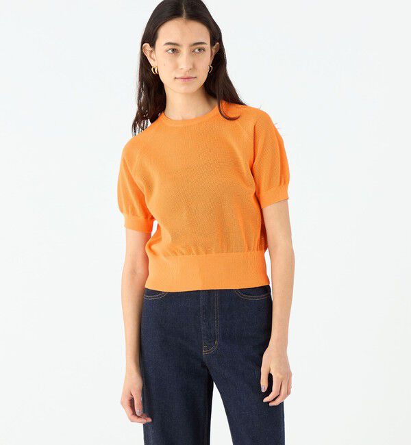 MACPHEE「コットンメッシュ ハーフスリーブプルオーバー」|ニット・セーター|