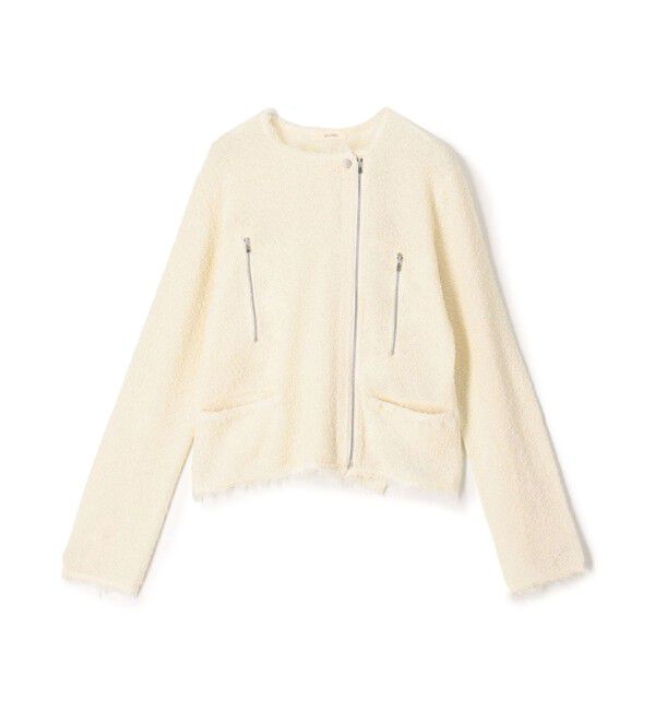 DES PRES「カールヤーンニット ライダースジャケット」|ライダースジャケット|11 ホワイト