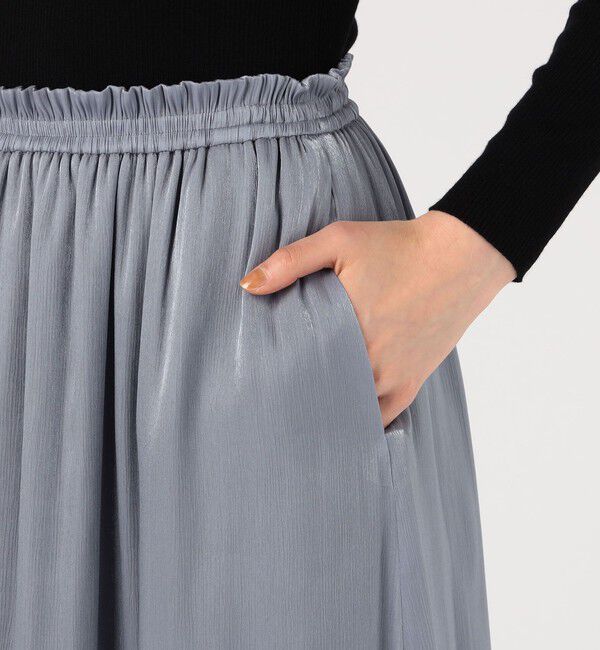 Ballsey「スパークルサテン ギャザースカート」|フレア|