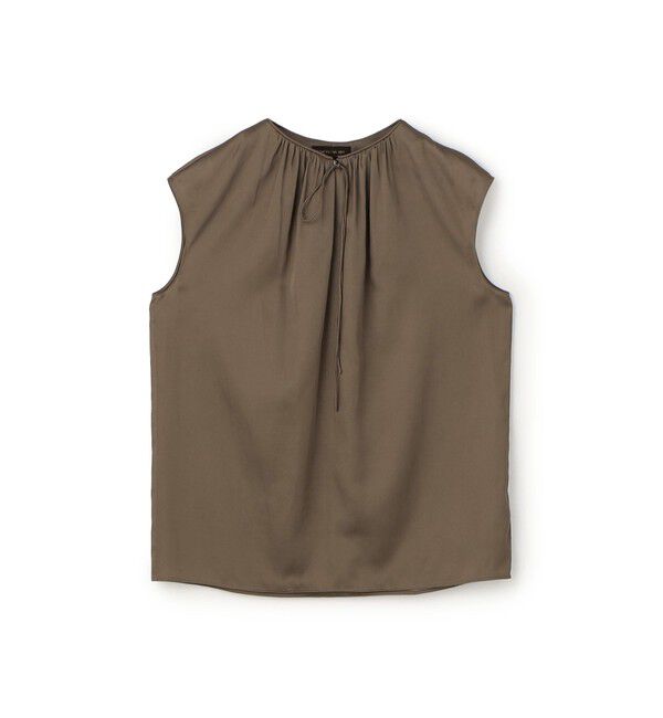 TOMORROWLAND collection「シャイニーシャンブレー スリーブレレスブラウス」|シャツ・ブラウス|45 ブラウン