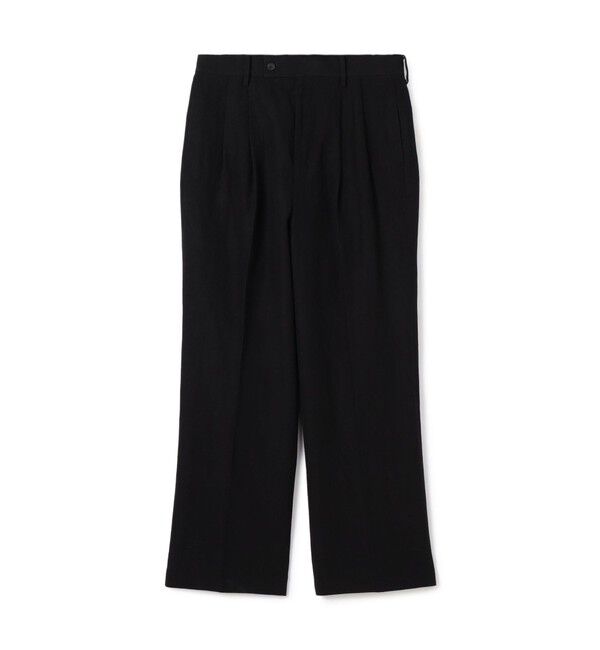 TOMORROWLAND MENS「ウールリネンコットン 2タックワイドストレートパンツ」|スラックス|19 ブラック