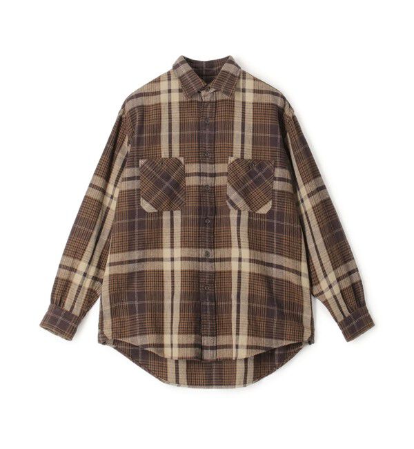 TOMORROWLAND MENS「コットンビエラチェック ダブルポケット ロングスリーブシャツ」|シャツ・ブラウス|46 ブラウン系