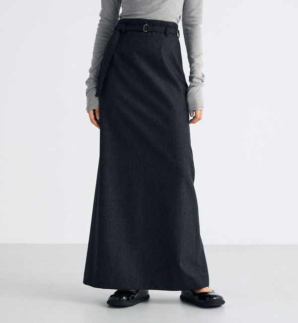 Edition「ウールメルトンポプリン Iラインスカート」|スカート|