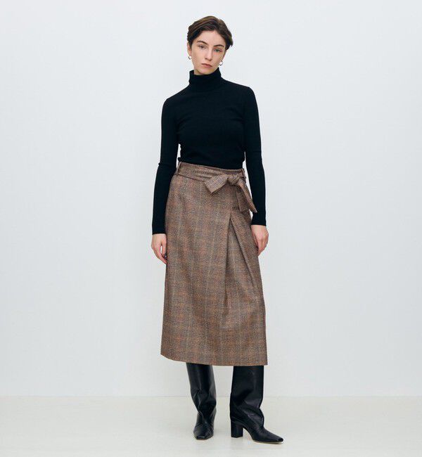 TOMORROWLAND collection「シックバーガンディー アシンメトリータックスカート」|タイト|