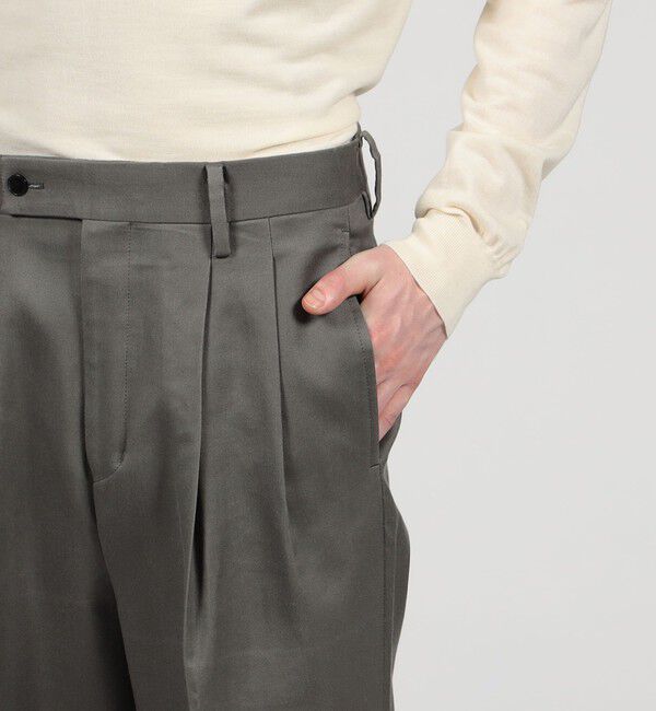 TOMORROWLAND MENS「コットンレーヨン 2プリーツ ワイドストレート バレルパンツ」|スラックス|