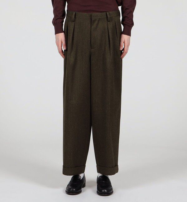 TOMORROWLAND MENS「ウールアクリルナイロンストライプ 2プリーツストレートパンツ 」|その他|