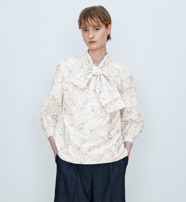 TOMORROWLAND collection「クロスステッチフラワーエンブロイダリー ボウタイブラウス」|シャツ・ブラウス|