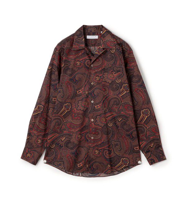 TOMORROWLAND MENS「コットン ペイズリープリント オープンカラー ロングスリーブシャツ」|シャツ・ブラウス|46 ブラウン系