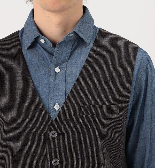 TOMORROWLAND BUYING WEAR「ERRICO FORMICOLA リネンストライプ チェックベスト」|ベスト・ジレ|