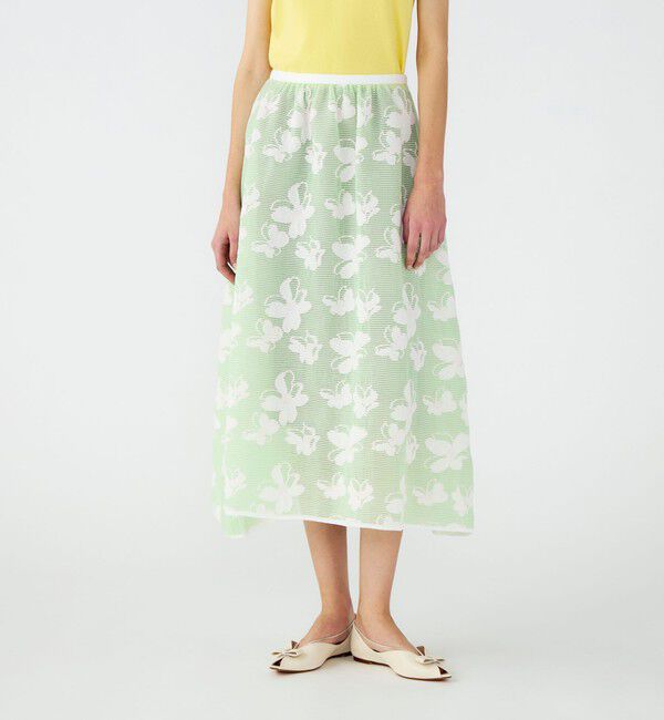 Ballsey「シースルーフラワー ギャザースカート」|フレア|