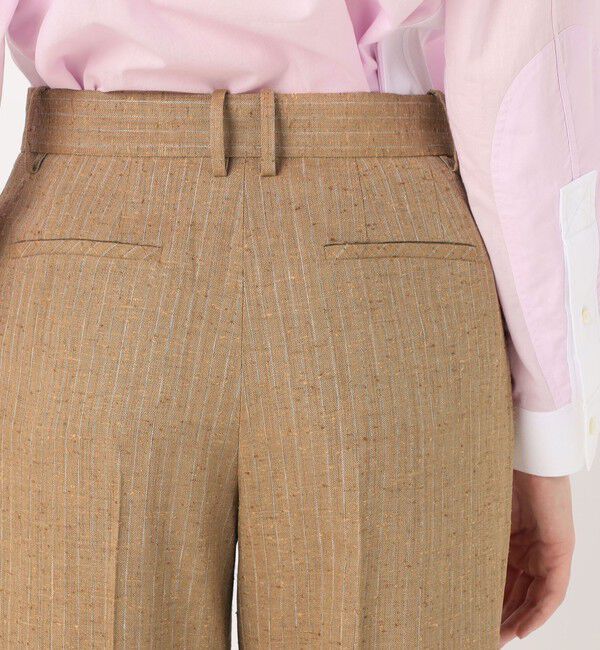 DES PRES「リネンストライプ ワンタックパンツ」|スラックス|