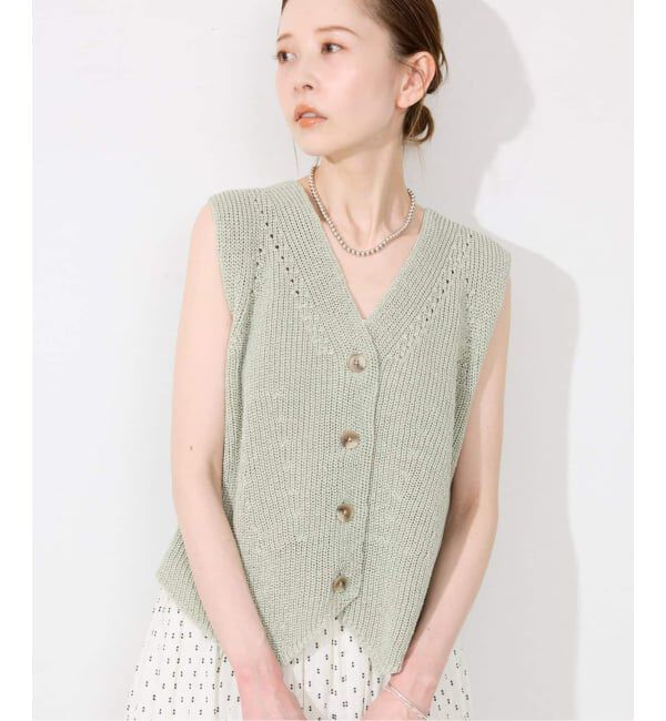 SLOBE IENA「《追加》ニットジレ」|ニット・セーター|グリーン