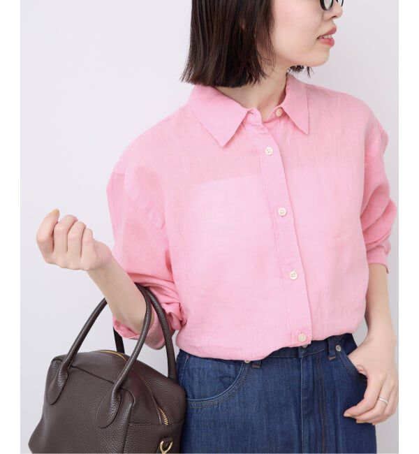SLOBE IENA「《追加》リネンコットンレギュラーシャツ」|シャツ・ブラウス|ピンク