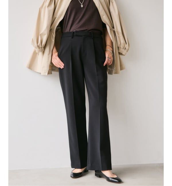 VERMEIL par iena「《追加》ダブルクロスストレッチパンツ」|スラックス|ブラック