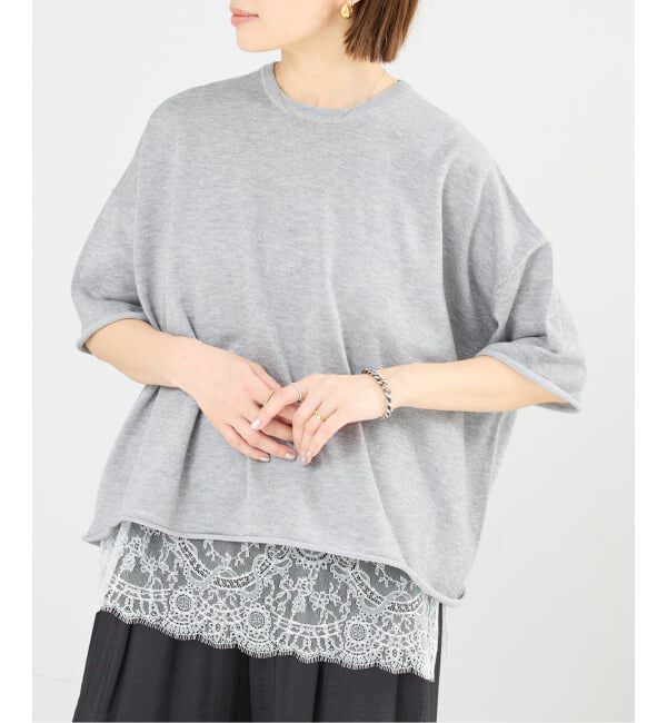 IENA「《追加3予約》LEVITA コットンハーフスリーブプルオーバー」|ニット・セーター|