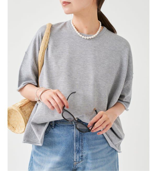 IENA「《追加3予約》LEVITA コットンハーフスリーブプルオーバー」|ニット・セーター|