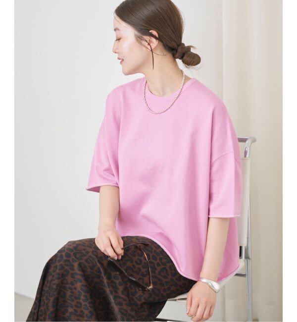 IENA「《追加3予約》LEVITA コットンハーフスリーブプルオーバー」|ニット・セーター|