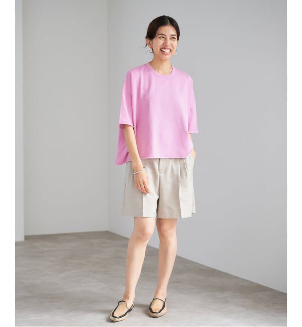 IENA「《追加3予約》LEVITA コットンハーフスリーブプルオーバー」|ニット・セーター|