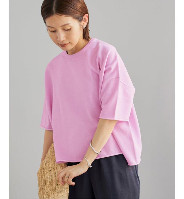 IENA「《追加3予約》LEVITA コットンハーフスリーブプルオーバー」|ニット・セーター|