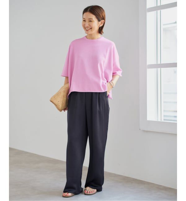 IENA「《追加3予約》LEVITA コットンハーフスリーブプルオーバー」|ニット・セーター|