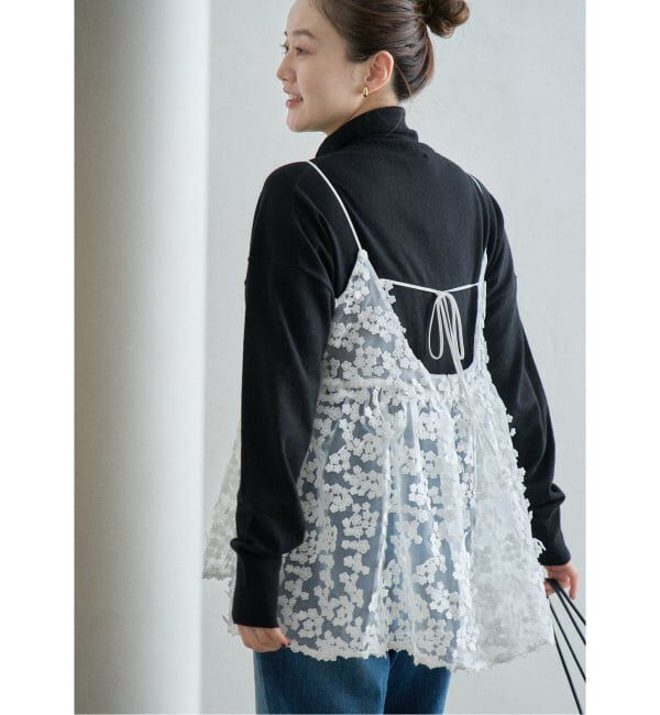 IENA「《WEB限定/追加2》フラワーエンブロイダリー キャミソール」|キャミソール|