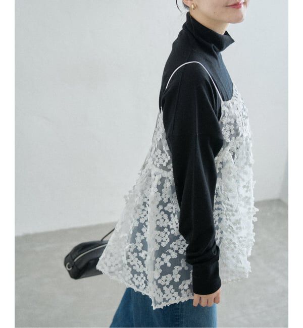 IENA「《WEB限定/追加2》フラワーエンブロイダリー キャミソール」|キャミソール|