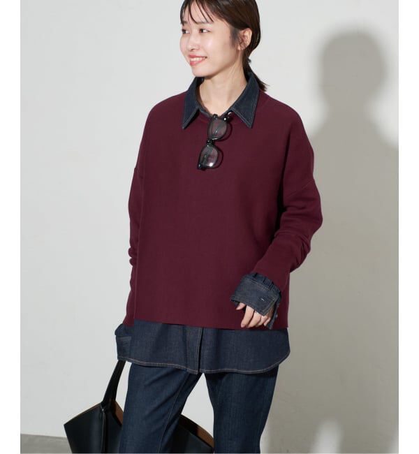SLOBE IENA「《セットアップ対応可/WEB限定カラーあり》コットンダブルフェイスプルオーバー」|ニット・セーター|