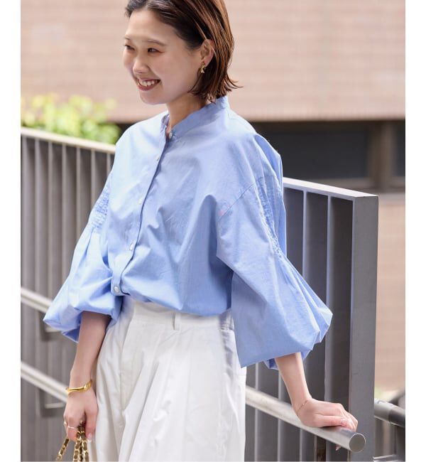 SLOBE IENA「《WEB限定/追加》ピンタックバルーンスリーブブラウス」|シャツ・ブラウス|ブルー A