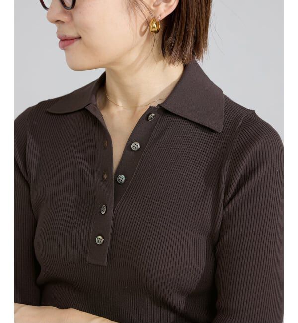 IENA「ECO SPLASH 襟付きリブプルオーバー」|ニット・セーター|