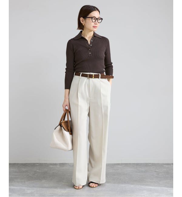 IENA「ECO SPLASH 襟付きリブプルオーバー」|ニット・セーター|