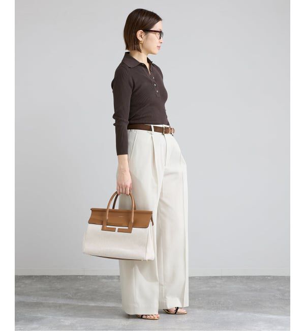 IENA「ECO SPLASH 襟付きリブプルオーバー」|ニット・セーター|