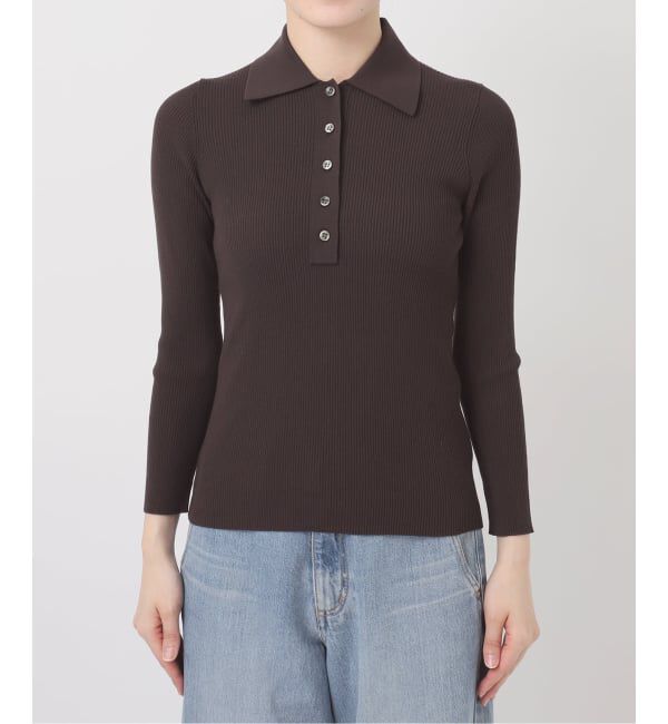 IENA「ECO SPLASH 襟付きリブプルオーバー」|ニット・セーター|