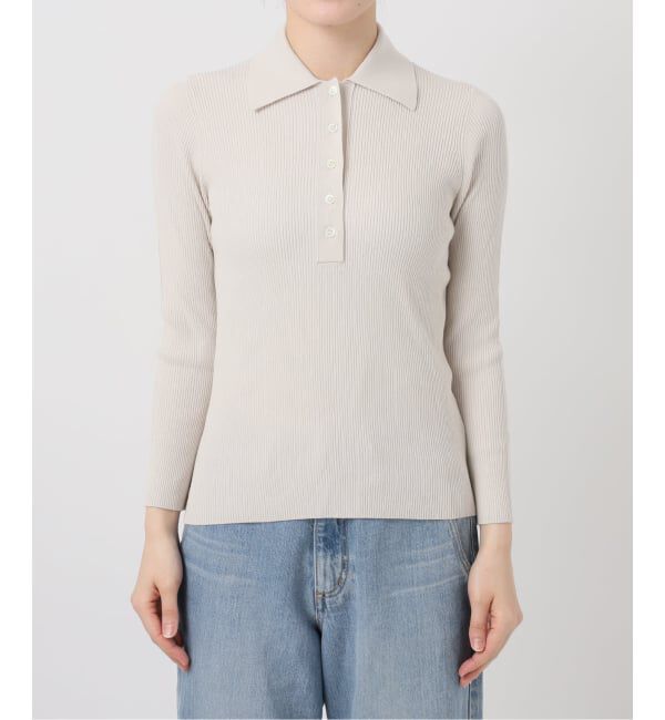 IENA「ECO SPLASH 襟付きリブプルオーバー」|ニット・セーター|