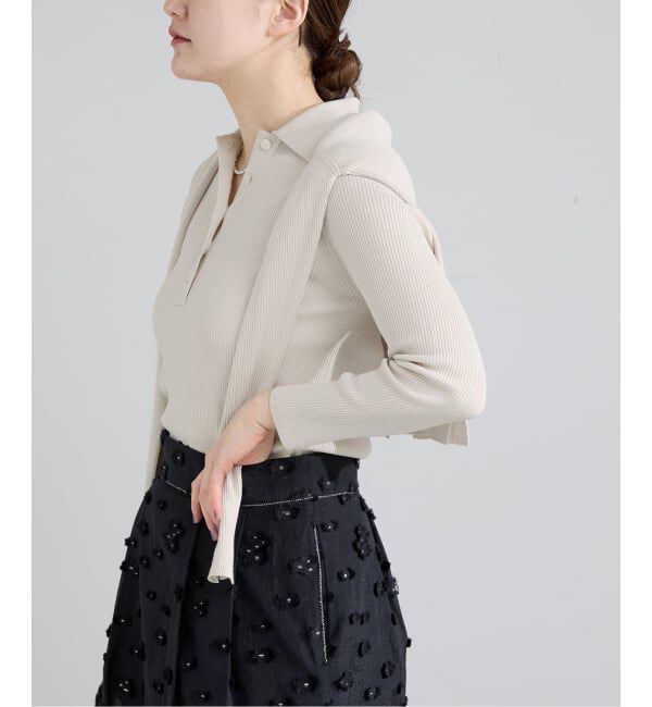 IENA「ECO SPLASH 襟付きリブプルオーバー」|ニット・セーター|