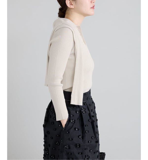 IENA「ECO SPLASH 襟付きリブプルオーバー」|ニット・セーター|