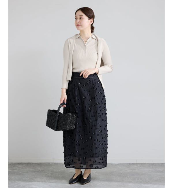 IENA「ECO SPLASH 襟付きリブプルオーバー」|ニット・セーター|