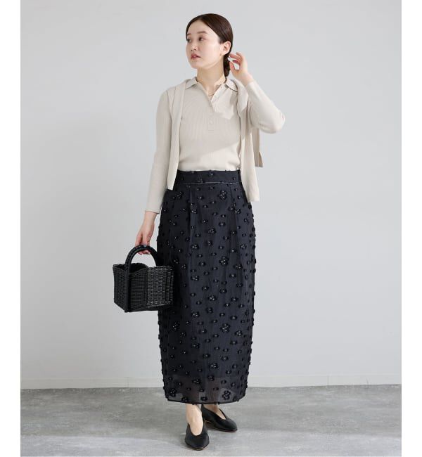 IENA「ECO SPLASH 襟付きリブプルオーバー」|ニット・セーター|