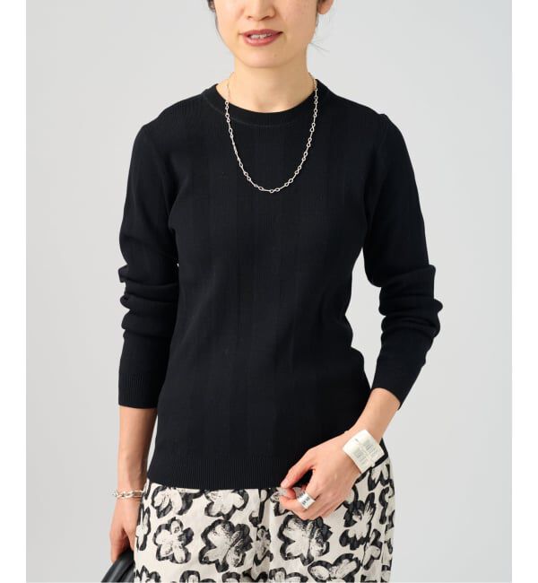 VERMEIL par iena「ランダムRIB クルーネックロングスリーブプルオーバー」|ニット・セーター|ブラック