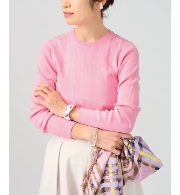 VERMEIL par iena「ランダムRIB クルーネックロングスリーブプルオーバー」|ニット・セーター|ピンク