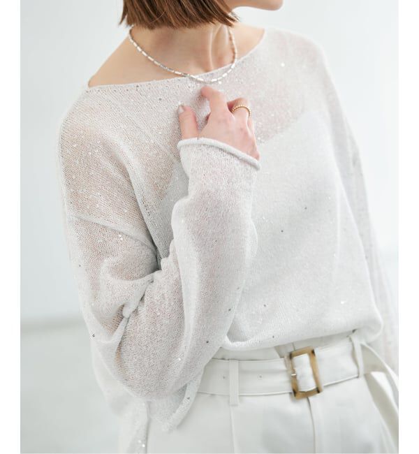IENA「ウォッシャブル スパークルコットンプルオーバー」|ニット・セーター|