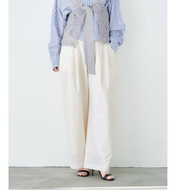 IENA「《追加予約》ウォッシャブル リネンミックスコクーンスラックス」|スラックス|ホワイト