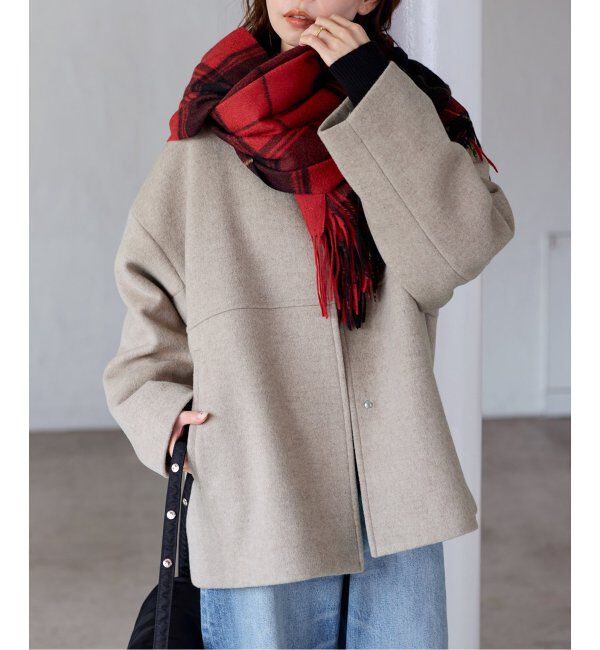 JOURNAL STANDARD「スーパー140ビーバーノーカラーショートコート」|ノーカラーコート|