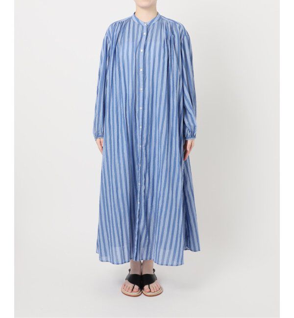 Spick and Span「HYU ストライプギャザーシャツワンピース」|ワンピース|