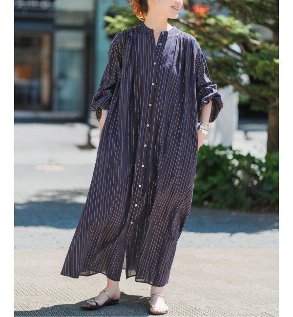 Spick and Span「HYU ストライプギャザーシャツワンピース」|ワンピース|