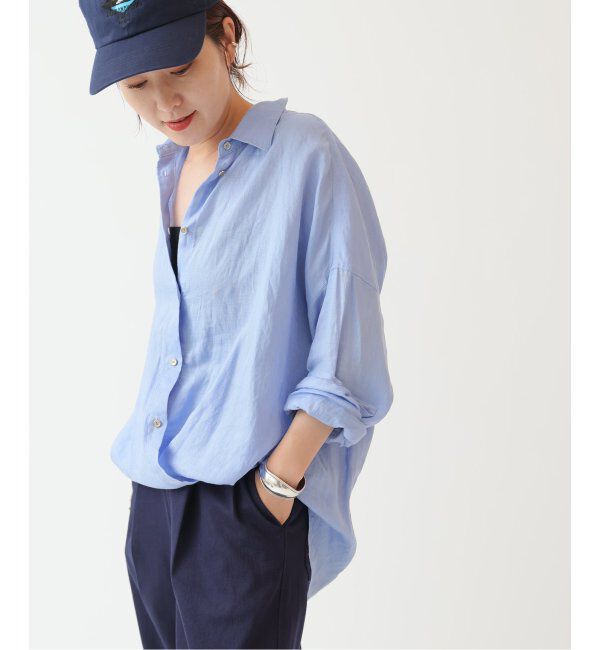 Spick and Span「《ゆったりサイズ》追加2 80リネンカシュクール ビッグシャツ」|シャツ・ブラウス|