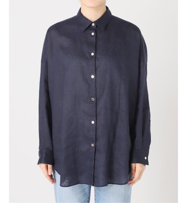 Spick and Span「《ゆったりサイズ》追加2 80リネンカシュクール ビッグシャツ」|シャツ・ブラウス|